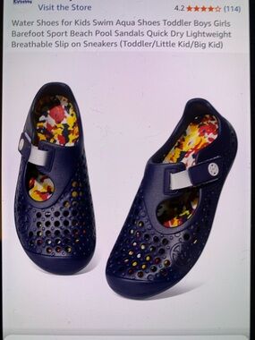 Amazon Kids Navy Blue Water Shoes with Multicolor Insole